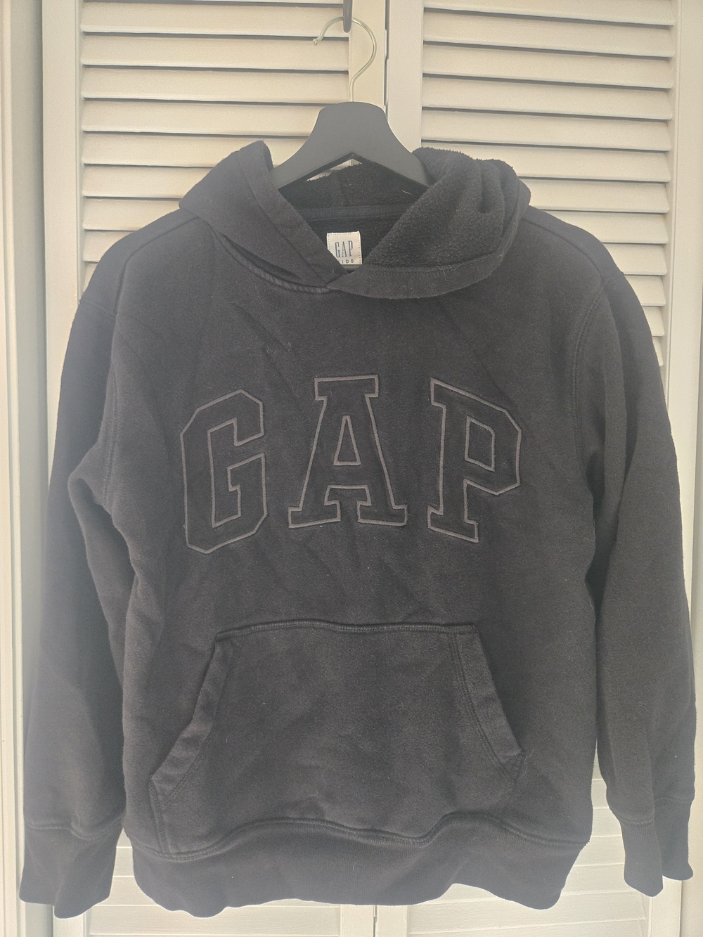 GAP Kid's Black Crewneck Hoodie with Embroidered Logo